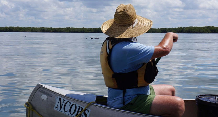 a person paddles a canoe on an outward bound veterans expedition
